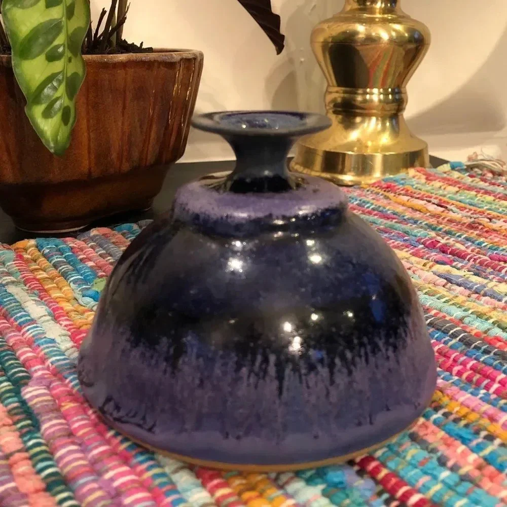 Handmade Purple Glaze Pottery Bud Vase